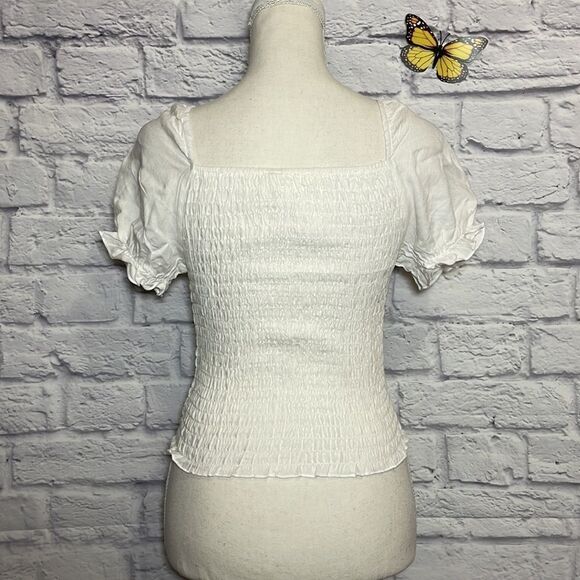 Urban Romantics Cropped Short Sleeve Peasant Top Size Extra Small - Picture 5 of 8